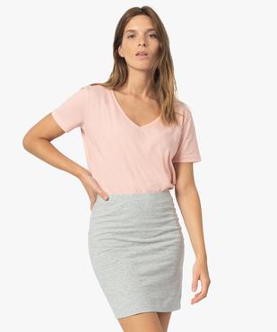 Tee-shirt femme avec large col V vue1 - GEMO(FEMME PAP) - GEMO