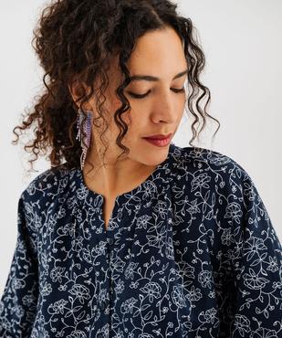 Blouse manches longues en viscose fleurie à col rond boutonné femme vue4 - GEMO 4G FEMME - GEMO