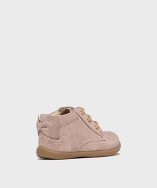 Chaussures premiers pas en cuir pailleté bébé fille - LuluCastagnette vue4 - LULUCASTAGNETTE - GEMO