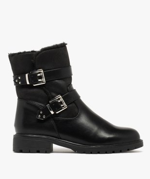 Boots femme fourrées à double brides fantaisie vue1 - GEMO (CASUAL) - GEMO