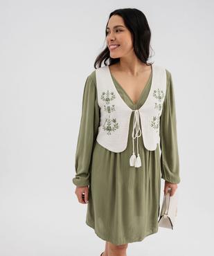 Robe fluide à manches longues avec gilet sans manches femme vue2 - GEMO(FEMME PAP) - GEMO