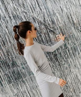 Robe manches longues coupe courte et ajustée en maille pailletée fille vue1 - GEMO (JUNIOR) - GEMO