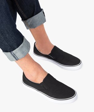 Tennis homme en toile façon slippers à élastiques Dessus uni vue1 - GEMO (HOMME) - GEMO