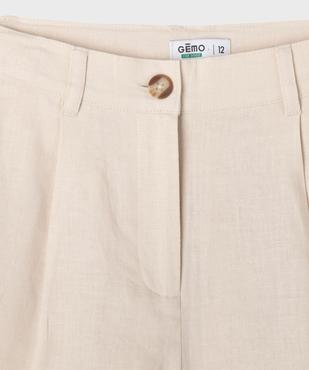 Short à pinces en viscose et lin fille vue7 - GEMO 4G FILLE - GEMO