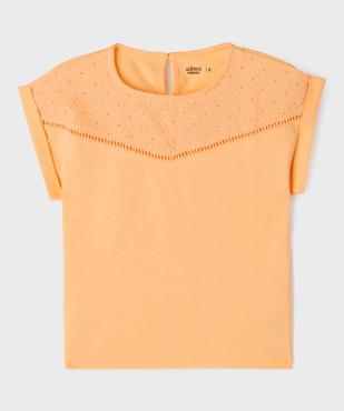 Tee-shirt manches courtes avec détails brodés fille vue1 - GEMO 4G FILLE - GEMO
