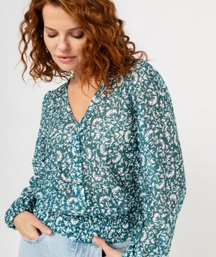 Tee-shirt à manches longues en maille ajourée femme vue2 - GEMO(FEMME PAP) - GEMO