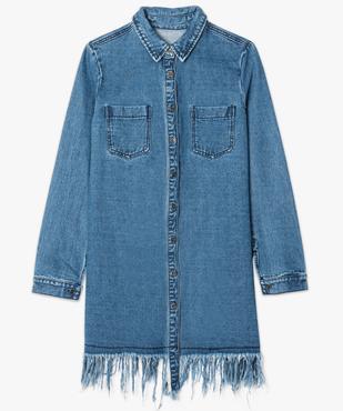 Chemise longue en denim finitions franges dans le bas vue4 - FOLLOW ME 2 - GEMO
