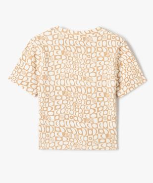 Tee-shirt fille à manches courtes imprimé en maille côtelée  vue3 - GEMO (JUNIOR) - GEMO