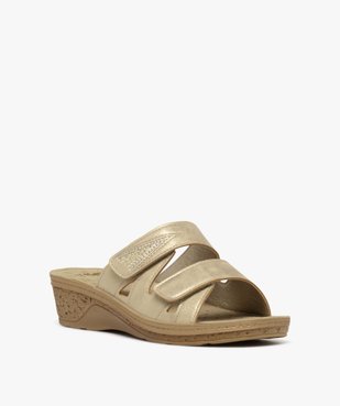 Mules femme confort unies à semelle compensée avec double brides scratch vue8 - G'FLEX - GEMO