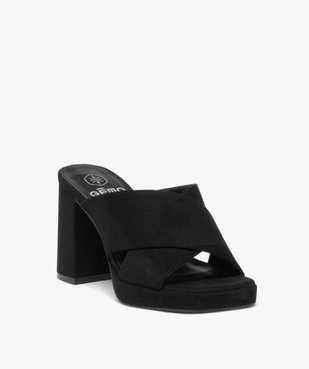 Mules femme à talon haut unies en suédine et à brides croisées vue2 - GEMO(URBAIN) - GEMO