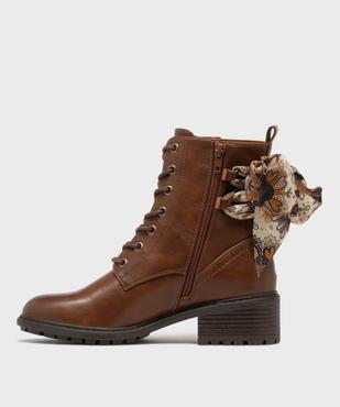 Boots à lacets et zip avec foulard sur la tige femme - Emilia Rosa vue3 - EMILIA ROSA - GEMO