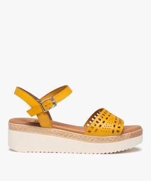 Sandales femme compensées dessus ajouré vue1 - GEMO(URBAIN) - GEMO