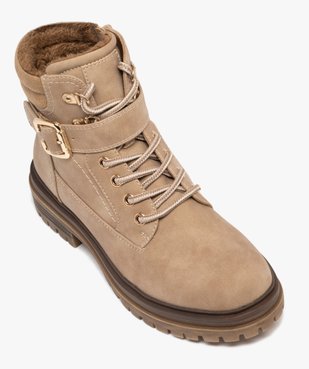 Boots femme fourrées à lacets avec bride à boucle couvrante vue5 - GEMO (CASUAL) - GEMO