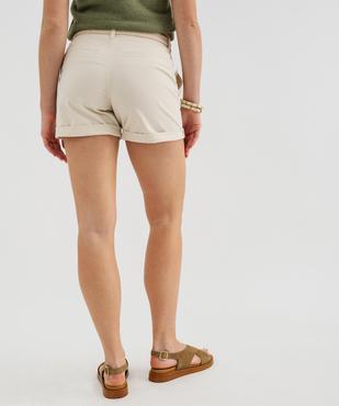Short ample en coton stretch avec ceinture tressée femme vue3 - GEMO(FEMME PAP) - GEMO