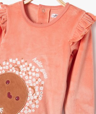 Pyjama en velours 2 pièces avec volants aux épaules bébé fille vue2 - GEMO(BB COUCHE) - GEMO