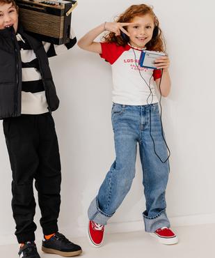 Jean straight à taille réglable en denim 100% coton fille vue1 - GEMO 4G FILLE - GEMO