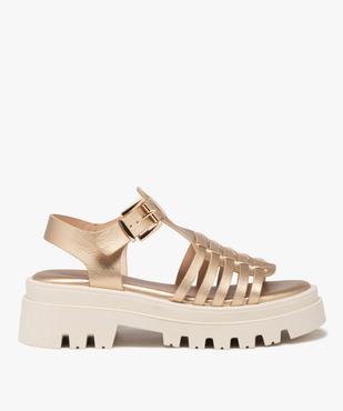 Sandales femme à talon dessus métallisé avec semelle crantée vue2 - GEMO (CASUAL) - GEMO