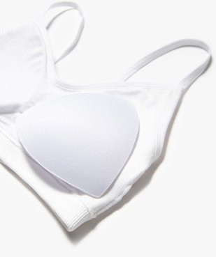 Brassière à fines bretelles en maille côtelée avec mousses amovibles fille vue3 - GEMO 4G FILLE - GEMO