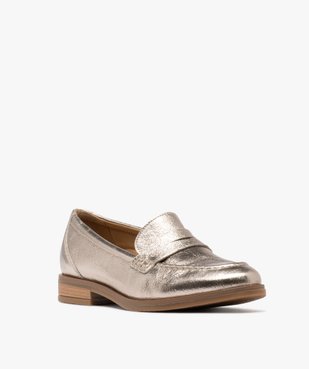 Mocassins dessus et semelle intérieure cuir à tige brillante femme vue2 - TANEO - GEMO
