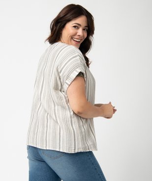 Blouse femme grande taille rayée à manches courtes vue3 - GEMO (G TAILLE) - GEMO