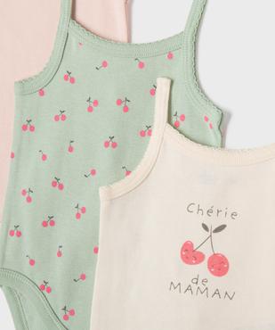 Body à bretelles à motifs cerises bébé fille (lot de 3) vue2 - GEMO 4G BEBE - GEMO