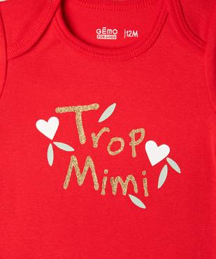 Body à manches courtes avec message pailleté bébé fille (lot de 3) vue5 - GEMO 4G BEBE - GEMO