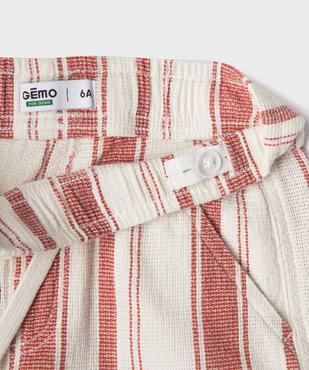 Bermuda large en coton tissé rayé à taille élastiquée garçon vue4 - GEMO 4G GARCON - GEMO