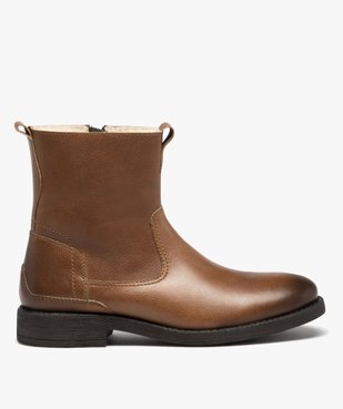 Boots homme dessus en cuir uni et fourrées sherpa vue2 - GEMO (CASUAL) - GEMO