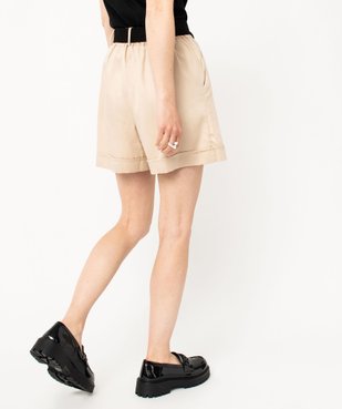 Short taille haute en toile avec ceinture tressée femme vue3 - GEMO(FEMME PAP) - GEMO