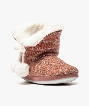 Chaussons femme forme boots en maille décorée de sequins et pompons vue2 - GEMO(HOMWR FEM) - GEMO