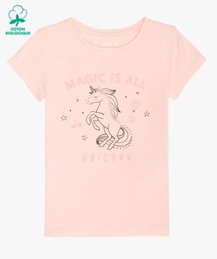 Tee-shirt fille à manches courtes 100% coton biologique vue1 - GEMO 4G FILLE - GEMO