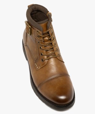 Boots home à lacets et à zip avec bout droit classique vue5 - URBAN STEPS - GEMO