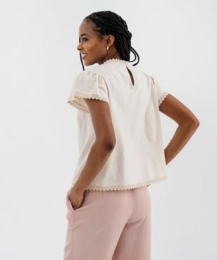 Tee-shirt manches courtes avec décolleté en dentelle femme vue3 - GEMO(FEMME PAP) - GEMO