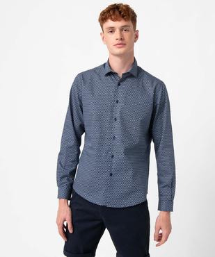 Chemise homme à manches longues avec micro-motifs vue1 - GEMO (HOMME) - GEMO