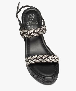 Sandales femme plateforme à talon et brides strass tressées vue5 - GEMO(URBAIN) - GEMO