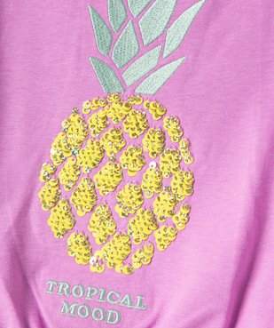 Tee-shirt fille à manches courtes avec motif en sequins brodés vue2 - GEMO (ENFANT) - GEMO