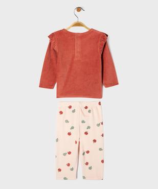 Pyjama 2 pièces en velours motifs pommes bébé fille vue5 - GEMO 4G BEBE - GEMO