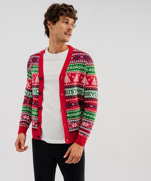 Gilet boutonné de Noël homme vue1 - GEMO (HOMME) - GEMO