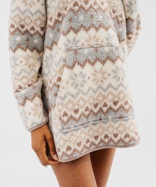 Chemise de nuit à capuche en maille polaire femme vue4 - GEMO(HOMWR FEM) - GEMO