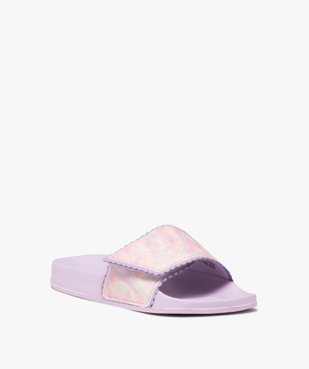 Mules de piscine fille avec bandeau scratch à paillettes et dentelé vue2 - GEMO (PLAGE) - GEMO