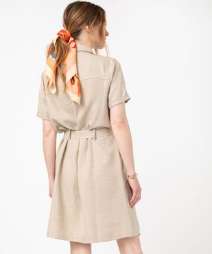 Robe chemise manches courtes coupe courte avec ceinture femme vue3 - GEMO(FEMME PAP) - GEMO
