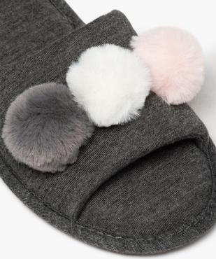 Chaussons femme mules ouvertes avec pompons vue6 - GEMO(HOMWR FEM) - GEMO