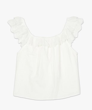 Débardeur femme court à volant en broderie anglaise vue4 - GEMO(FEMME PAP) - GEMO
