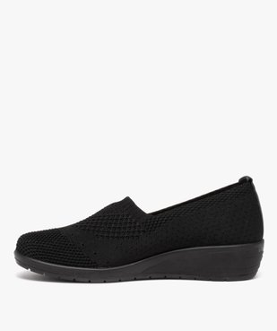 Mocassins femme confort unis en mesh à semelle compensée vue3 - GEMO (CONFORT) - GEMO