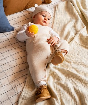 Ensemble 2 pièces bébé fille salopette en maille et body manches longues  vue10 - GEMO 4G BEBE - GEMO