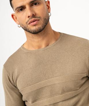 Pull en maille fine avec bandes sur la poitrine homme vue2 - GEMO (HOMME) - GEMO