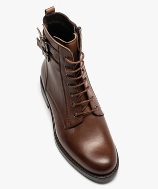 Bottines femme plates dessus cuir façon godillot – Tanéo vue6 - TANEO - GEMO