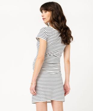 Chemise de nuit rayée à manches courtes spécial maternité vue3 - GEMO 4G MATERN - GEMO