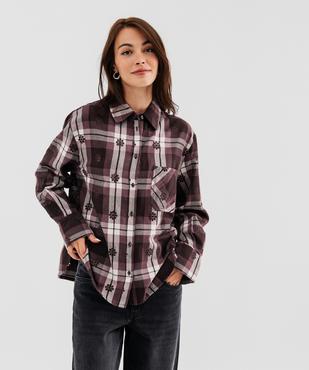 Chemise à carreaux et motifs brodés ajourés femme vue4 - GEMO(FEMME PAP) - GEMO