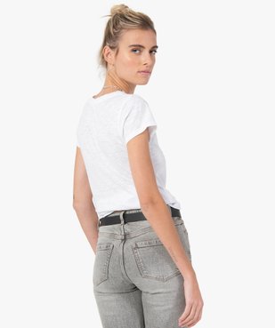 Tee-shirt femme à manches courtes avec motif cœur  vue3 - GEMO(FEMME PAP) - GEMO